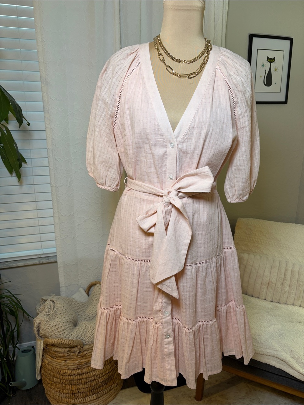 Veronica Beard Dewey tiered cotton button up dress size 6